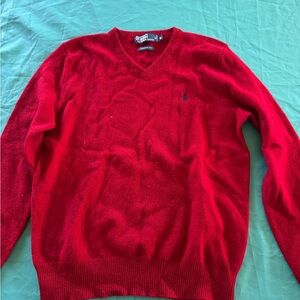 Ralph Lauren Classic Red V-Neck Sweater